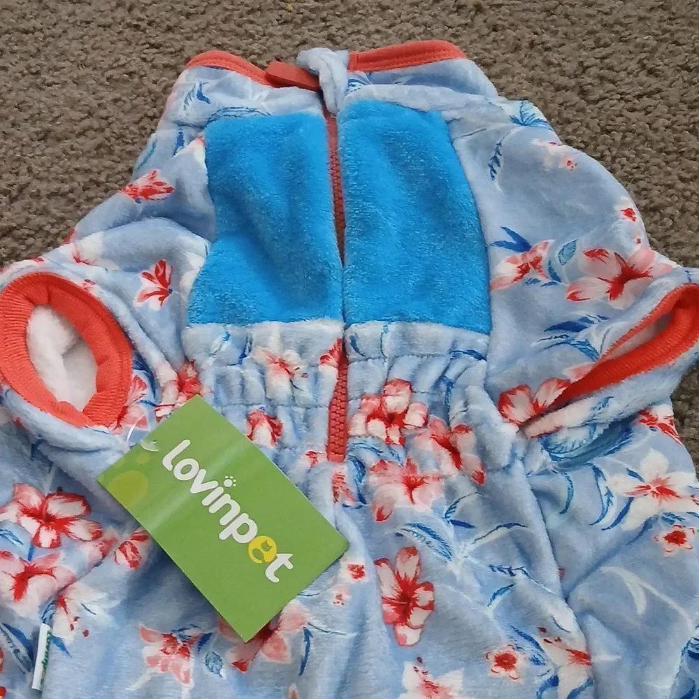 Lightweight Flannel Dog Winter Coat Skin-Friendly Fabric Island Floral NEW Sz M
